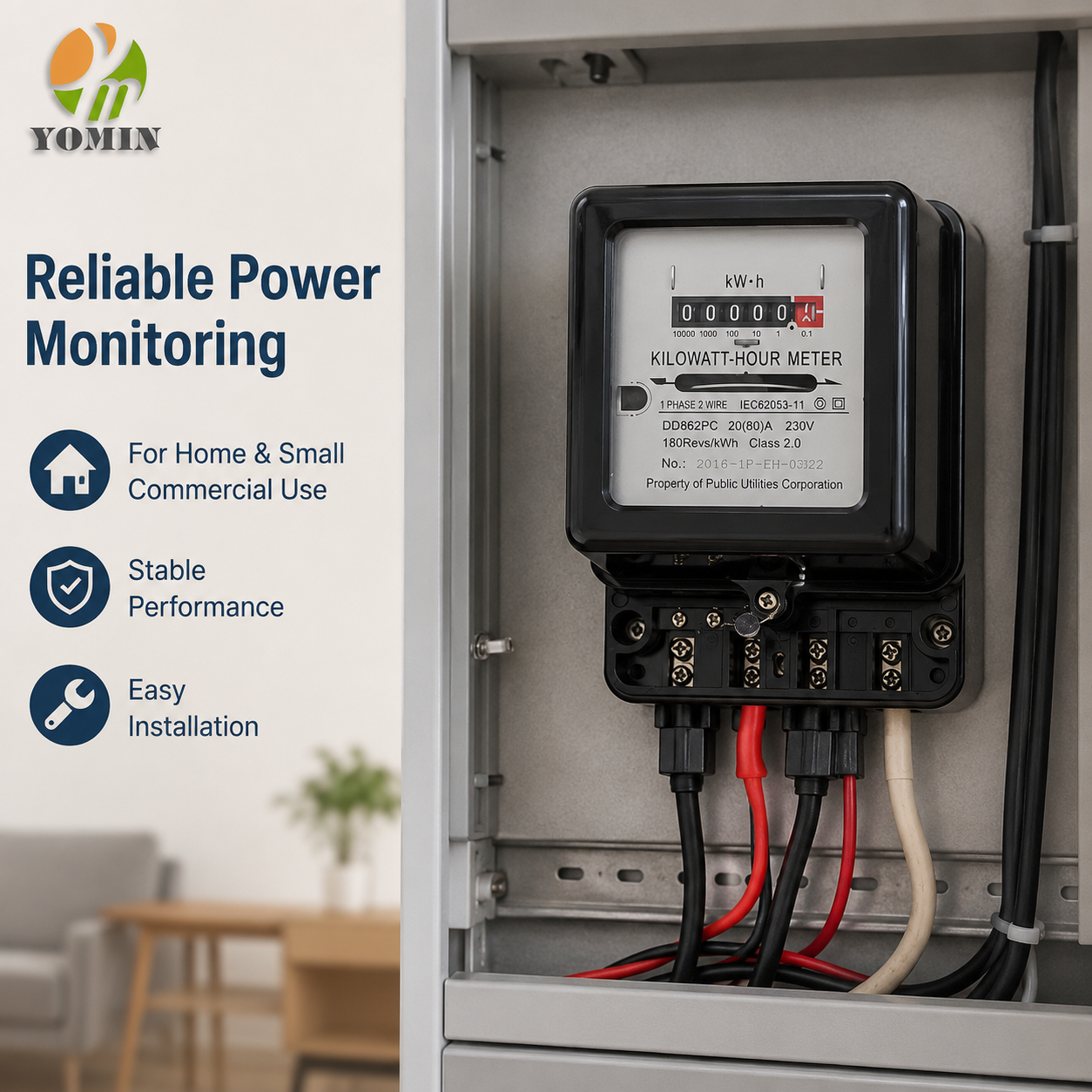Accurate Energy Measurement Single-Phase Front Board Digital Mechanical kWh Display Energy Meters with Front Board Installed