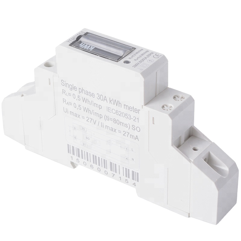 Single Phase 127V/230V 5(30)A Active KWH Meter with Pulse Output Analog Display Two Wire Din Rail Mounting