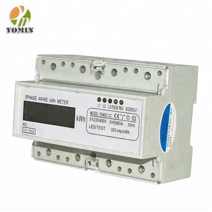 Current Transformer Connect Din Rail Three Phase Four Wire LCD Display Electronic Energy Meter