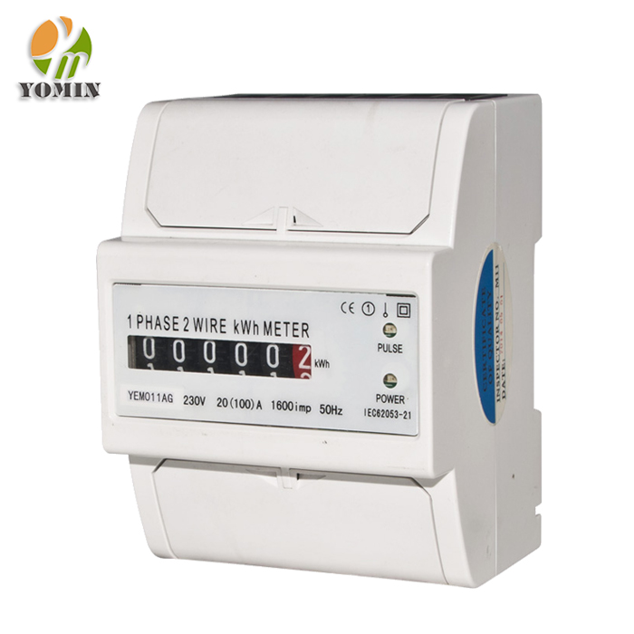 Single Phase Analog Din Rail Home kwh Electric Energy Power Meter With Pulse Counter