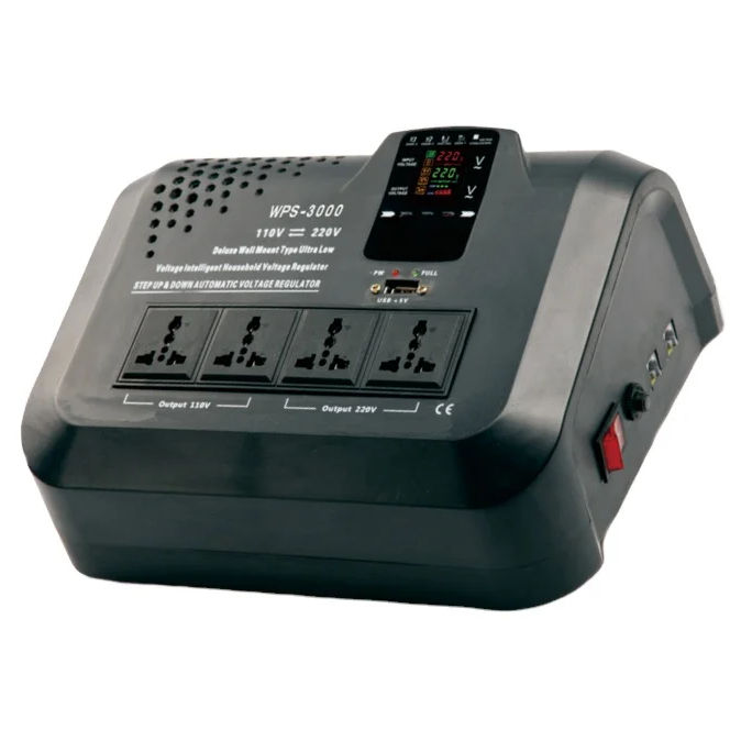 CPU Control Relay Type WPS3000VA Series Air Conditioning Wall Mount Plastic Panel Power Stabilizer Voltage Regulator for Home