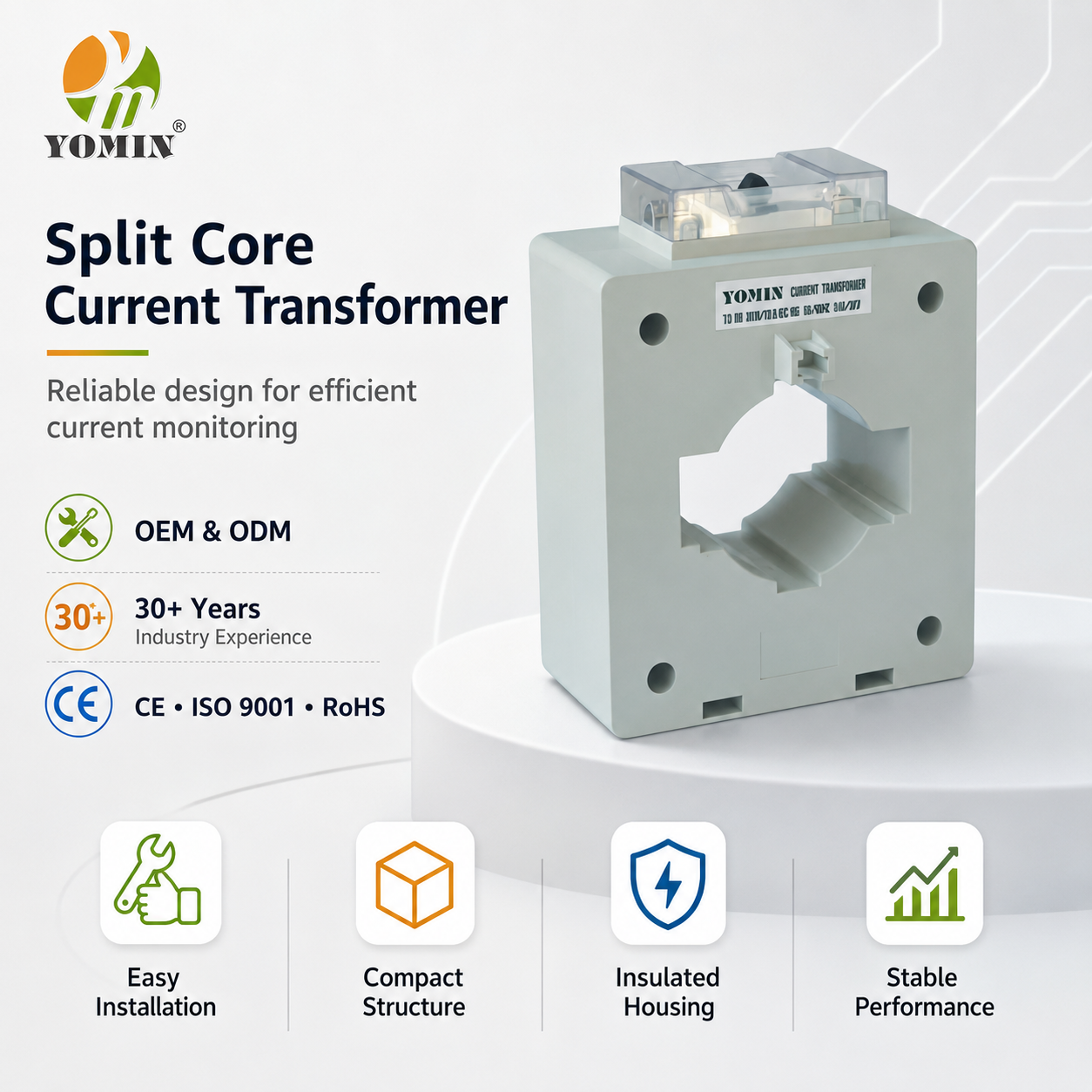 Single Phase 50/60Hz 50 Turns 250/5A 720V AC Class 0.5 Electric transformers Current Transformer for Metering