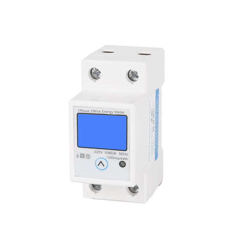 2P Single-Phase Energy Meter with Large Screen Reset Button Pulse Output Terminal 35 mm DIN Rail Mounting RS485 Communication