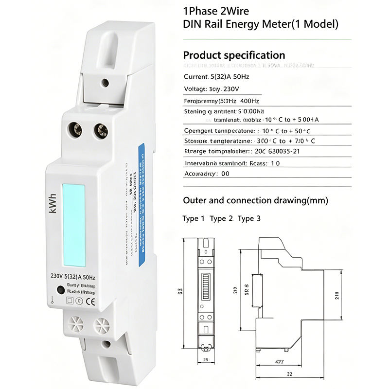 Single-Phase Energy Efficient DIN Rail kWh Watt-Hour Meter Measure Energy with Precision